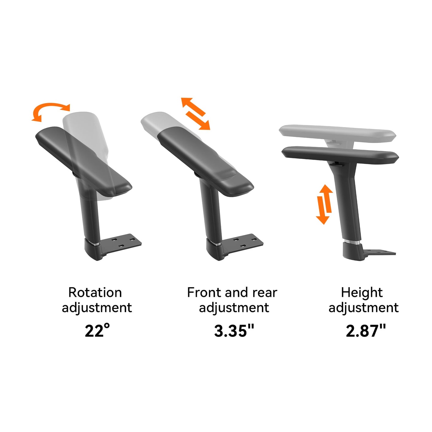 Long armrests (pair) for newtral chair